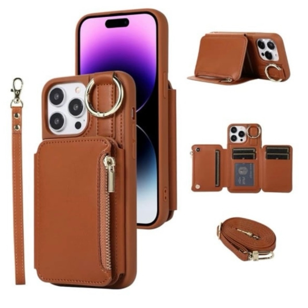Brown Leather Wallet Phone Case